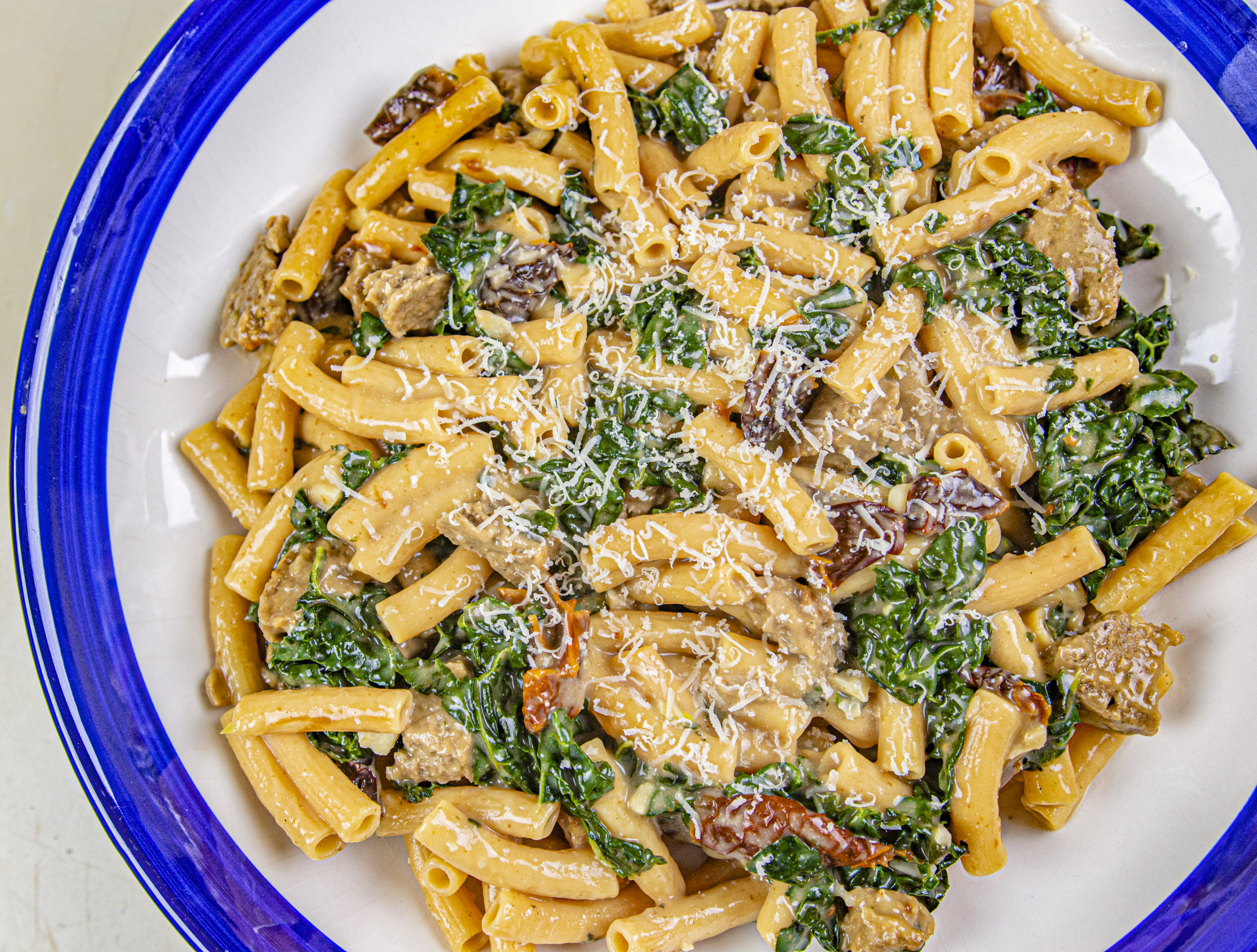 Sausage + Sundried Tomato Pasta - Laura's Vegan Table