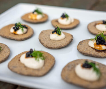 Buckwheat Blini with Balsamic Caviar