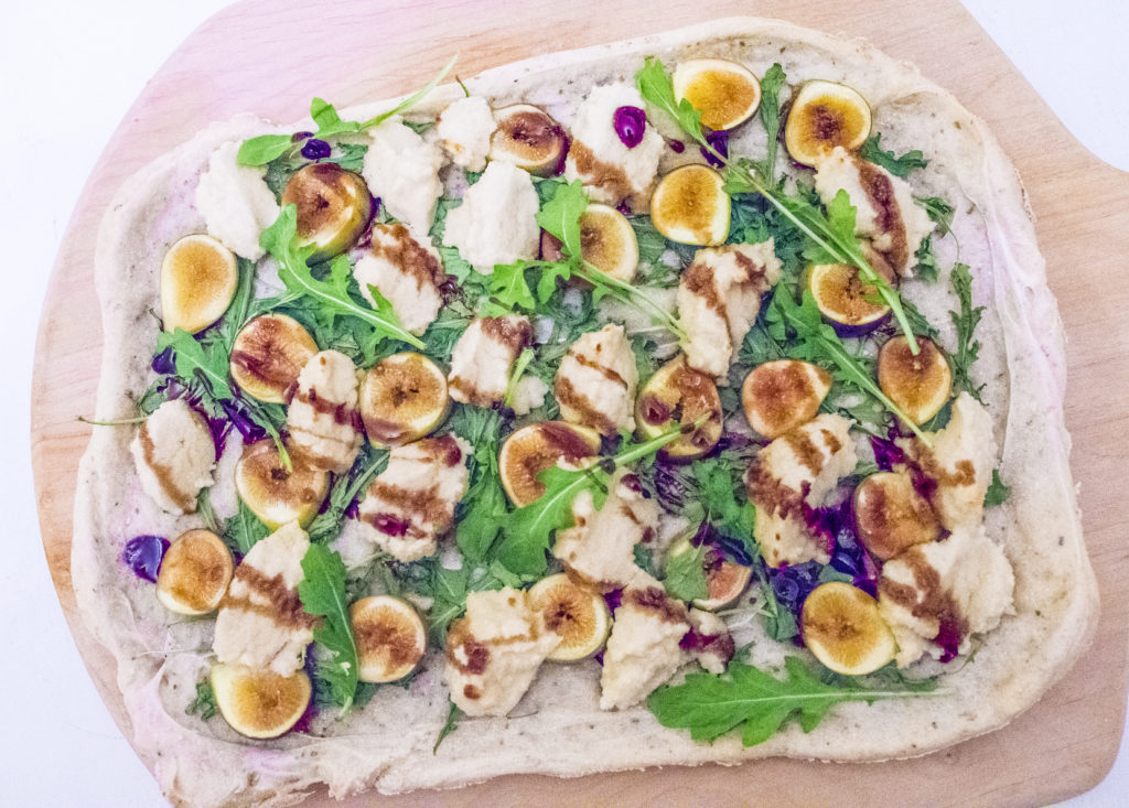 Fig, Almond Ricotta and Arugula Pizza - Laura's Vegan Table