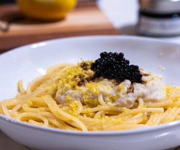 Lemon Spaghetti With Ricotta + Caviar