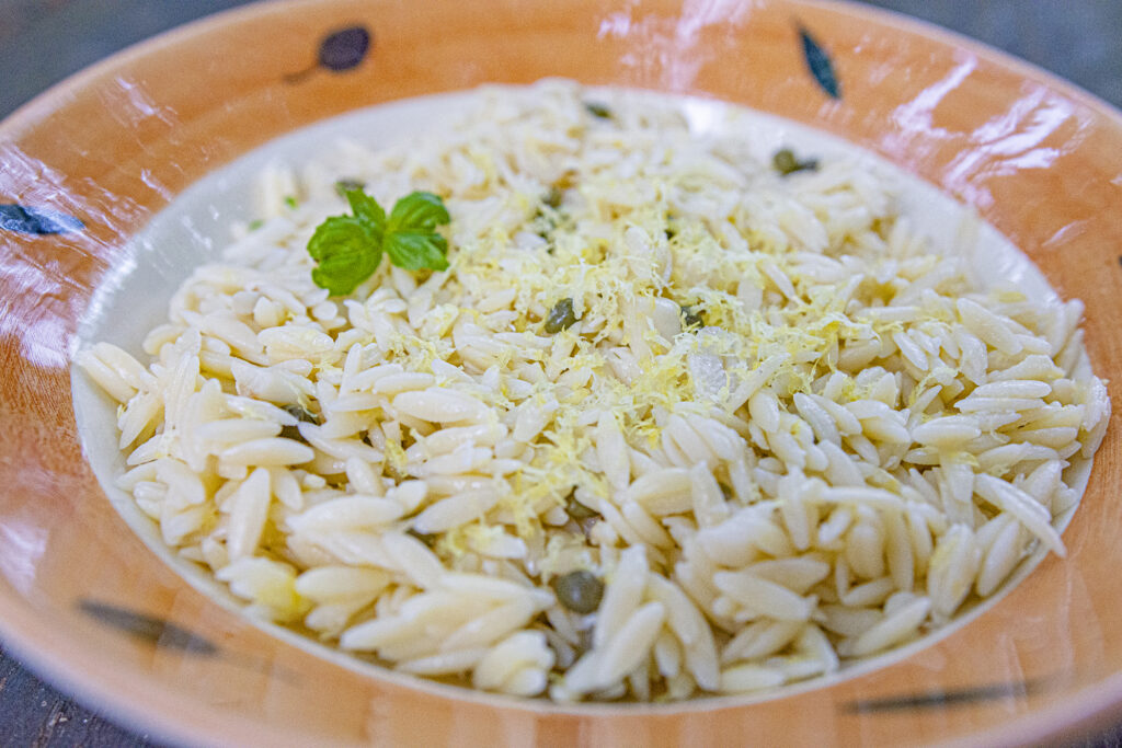 Orzo with Capers + Lemon Laura's Vegan Table
