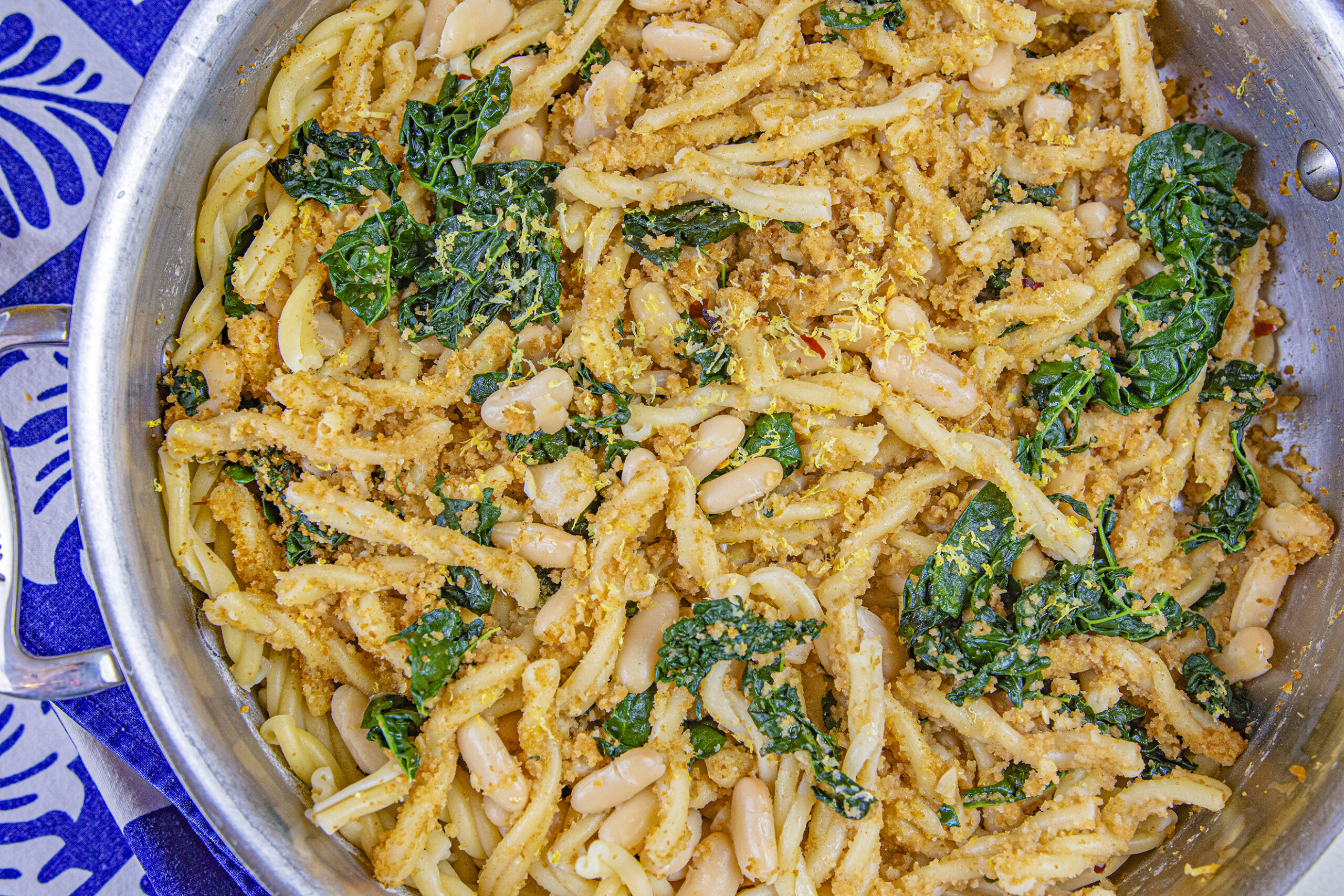 Pasta with Kale, White Beans + Toasted Breadcrumbs - Laura's Vegan Table