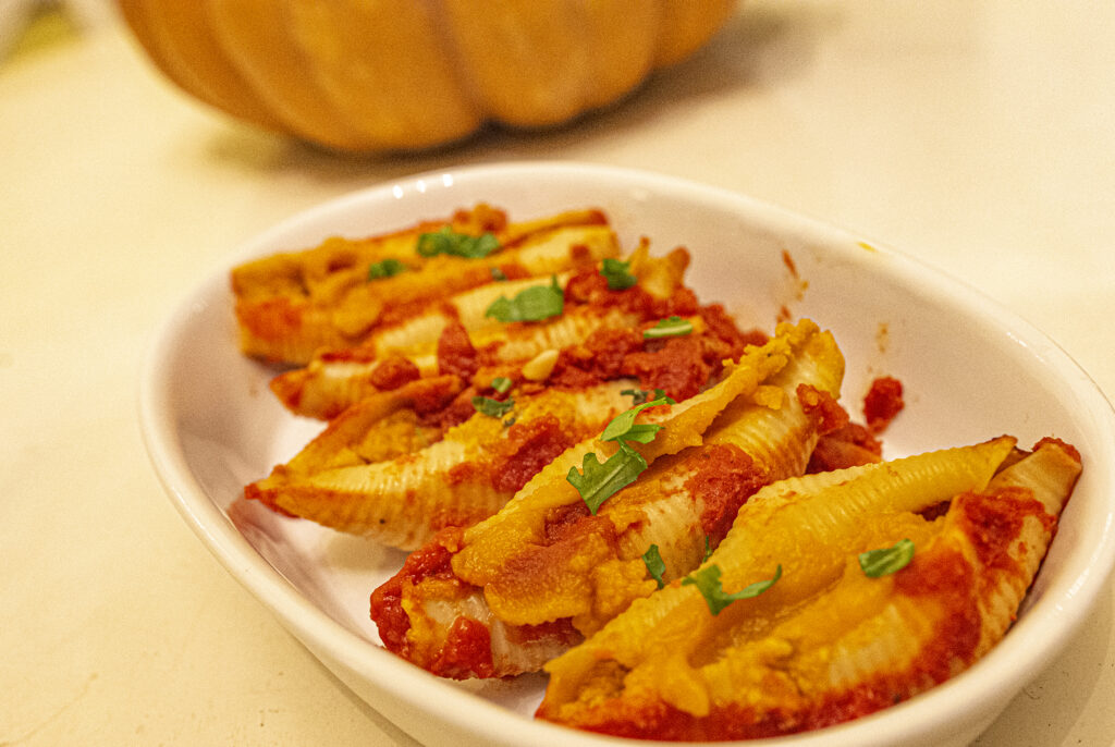 Pumpkin Ricotta Stuffed Shells - Laura's Vegan Table